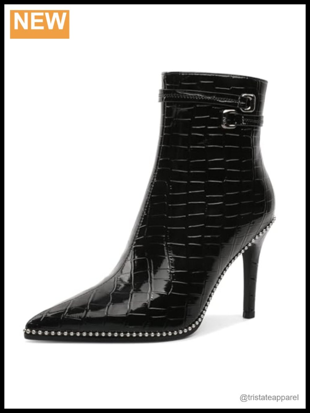 Women's Pointed Toe Stiletto Ankle Boots Microfiber Beaded Side Zipper